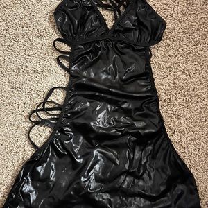 Black backless lingerie.